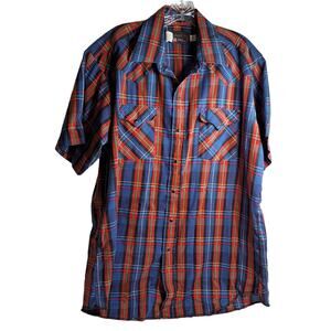 Authentic Vtg Panhandle Slim Western Shirt Pearl Snap Buttons Mens Size 17 Plaid